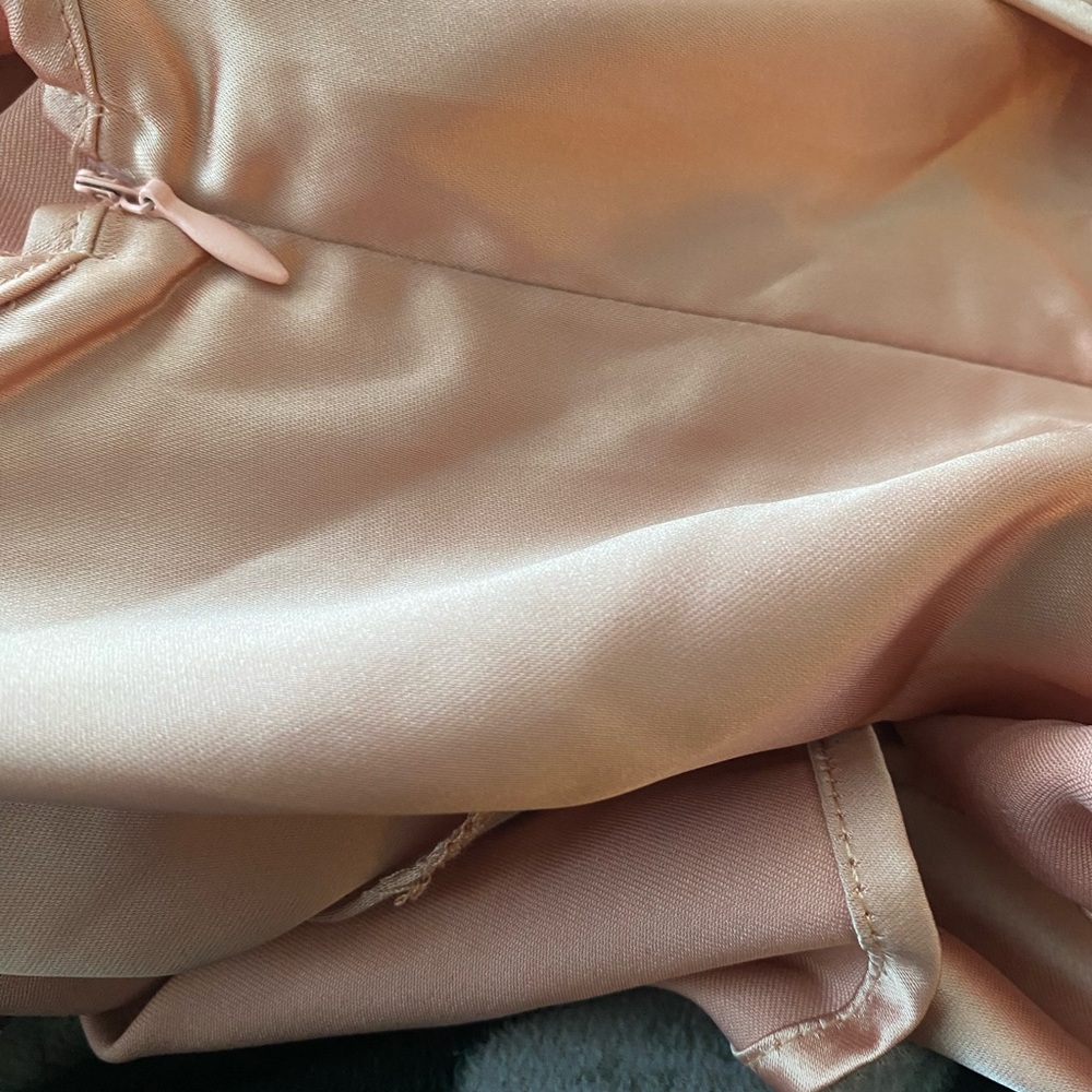 CUPSHE NWT LUX SATIN ONE SHOULDER GLAM APRICOT DRESS SIZE SM ELEGANT PTP 14 L 44 - Picture 8 of 15